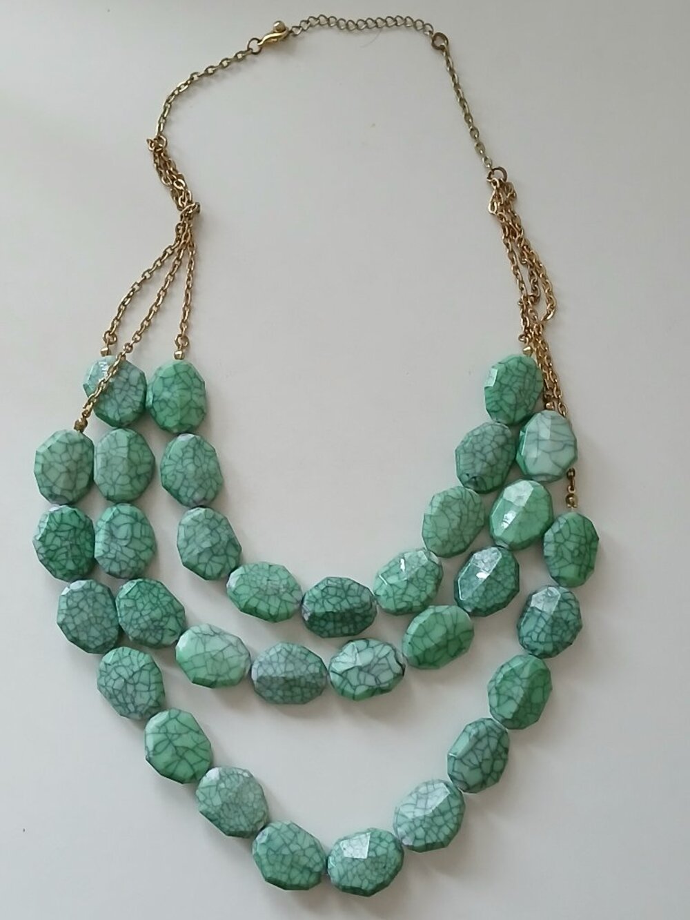 Anthropologie statement necklace turquoise-colored resin beads